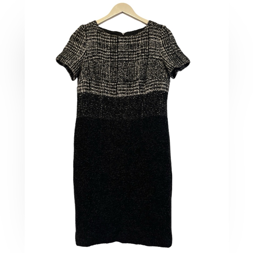ESCADA Classic Black Tweed Wool Blend Sheath Dress Size 34/XS Black White